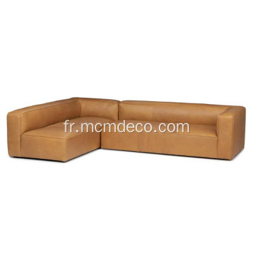 Sofa sectionnel gauche Mello Taos en cuir beige